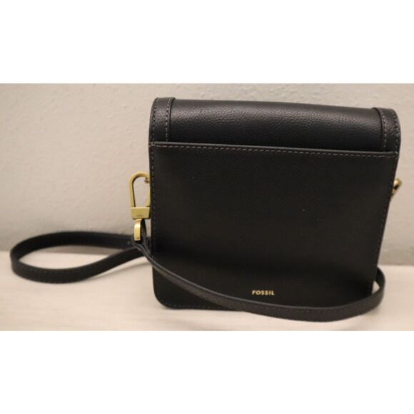 Fossil SHB3070001 Women's Black Ainsley LiteHide Leather Sm. Flap Crossbody - Picture 2 of 16